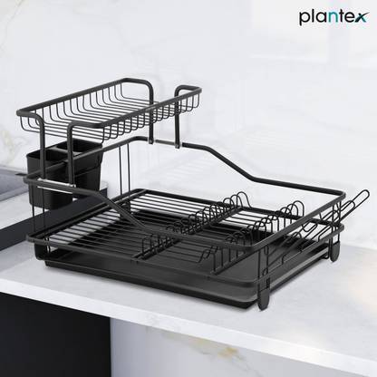 Plantex Plate Kitchen Rack Steel Kitchen Rack/Kitchen Plates Organizers/Drying Rack with Removable Drain Board