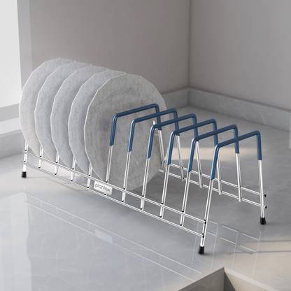 Plantex Plate Kitchen Rack Steel Utensil Rack/Kitchen Stand/Lid Organizer/Plate Stand (10 Plates - Chrome)