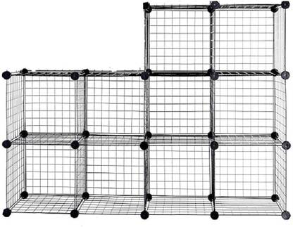 Aniren Containers Kitchen Rack Steel Multi Purpose Multi use Wire Cube Storage Book Shelf, Storage Cabinet (10 Cube)