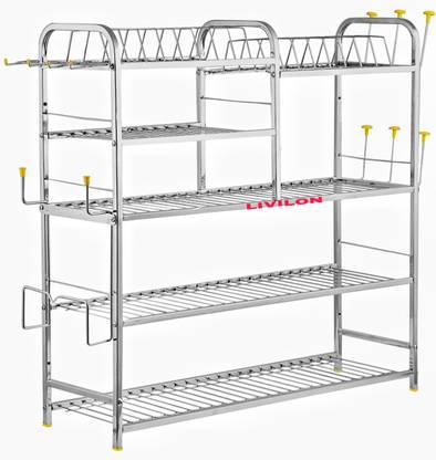 L LIVILON Utensil Kitchen Rack Steel Utensil Kitchen Rack Steel Wall Mount Kitchen Dish Rack Plate Rack (31"x30")
