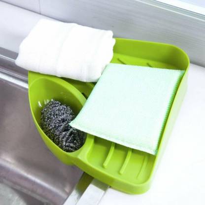 unlock Multipurpose Kitchen Sink Wash Basin Storage Organizer Corner Tray Rack Plastic Wall Shelf