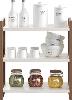 FURNEASER Containers Kitchen Rack Wood Zausi Kitchen Container Shelf Organizer Rack,