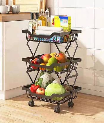 KROOH Containers Kitchen Rack Plastic, Iron