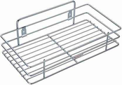 SHOP N BUY Containers Kitchen Rack Steel Multipurpose Stainless Steel Single Wall Mounted Kitchen Storage Shelf Rack Containers Kitchen Rack