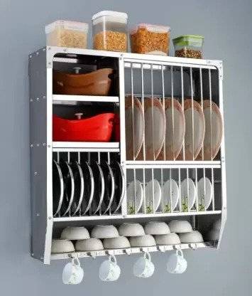 zozos Utensil Kitchen Rack Steel Stainless Steel Utensils Kitchen Rack, 6 shelves - (30*30)