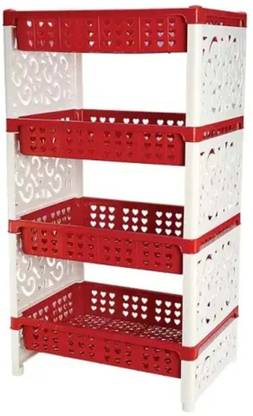 TEL Fruits/Vegetables Kitchen Rack Plastic Tel Two Color Famous Plastic 4 Layer