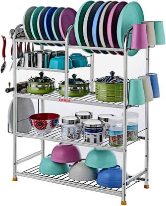 L LIVILON Utensil Kitchen Rack Steel 5 Shelves Dish Rack | Modular Kitchen Dish Rack | 31x24 |