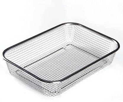 श्रीशन Drain Basket Steel Big Drip Tray Kitchen Drying Stand Mesh Sink Rectangle Basket कोलैप्सिबल स्ट्रेनर