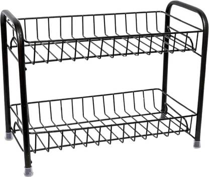 BALSUN Containers Kitchen Rack Iron Foldable 2-Tier Iron Kitchen Spice Rack for Condiments