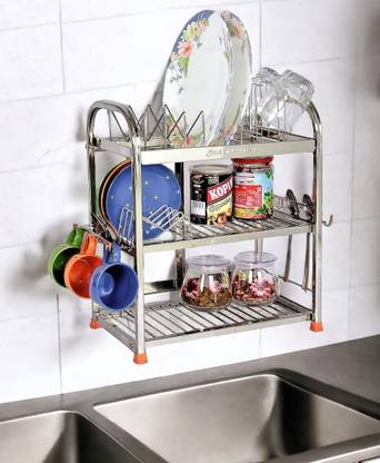 Amol Utensil Kitchen Rack Steel Premium Stainless Steel Dish / Utensils / Wall Mount / Vessels / Kitchen Organizer Rack