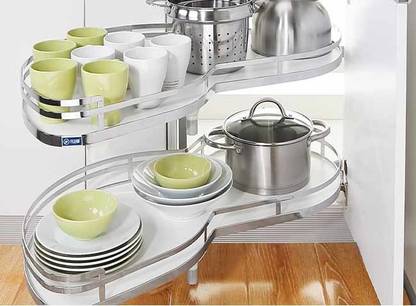 OZONE Utensil Kitchen Rack Steel Moving Corner soft close Size 450MM Right Size of 865 x 495 x (600-720)