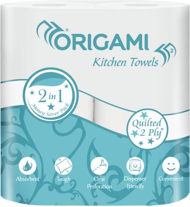 Origami Kitchen Tissue Paper Roll Pack of 2 - 60 Pulls Per Roll