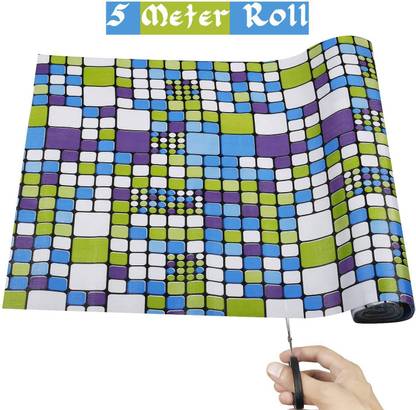 Best Buy Collection 5 Meter Multicolor Square Mat/Cover for Almirah, Drawer, Wardrobe Shelf ,Kitchen