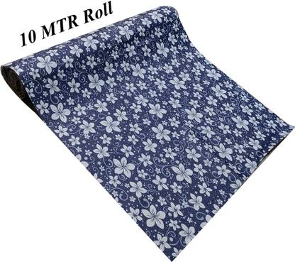 Best Indeed 10 Meter Rectangular Long Shelf Liner White Star Blue Color, Size - 45 x 1000 cm
