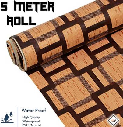 Best Buy Collection 5 Meter Brown Color Black Line Mat/Cover for Almirah, Drawer, Wardrobe, Kitchen