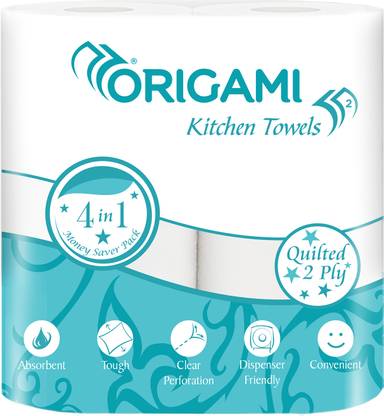 Origami So..Soft Kitchen Tissue Paper Roll Pack of 4 - 60 Sheets Per Roll