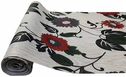 Best Indeed 10 Meter Rectangular Long Shelf Liner RED Green Flower, Size - 45 x 1000 cm