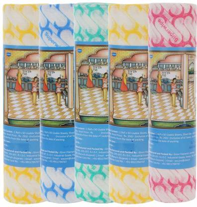 Superwipe Non-Woven Fabric Reusable and Washable Multi-Purpose Kitchen Roll (Extra Absorbent) (30 cm * 25 cm) (50 GSM) (Printed Sheet)