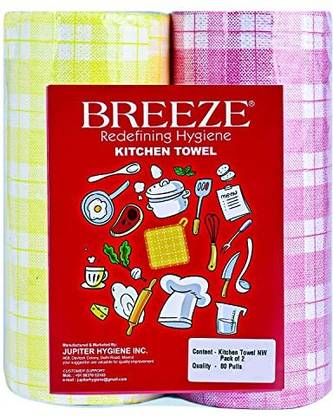 BREEZE BRE025 Non-Woven Multipurpose Use Kitchen Towel Tissue Paper Roll (Pack of 2)