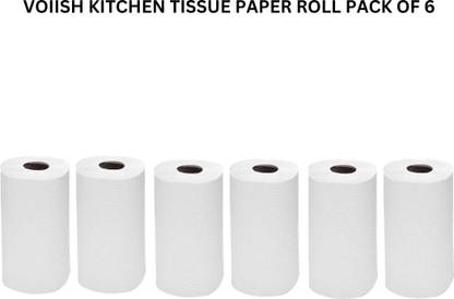 VOIISH 4 ply washable&reusable oil and moisture absorbent White Paper Roll (Pack of 6)