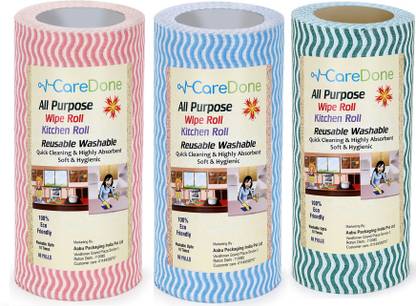 CareDone Kitchen Towel Roll Reusable for Multipurpose SuperAbsorbent,Dish Towels(Packof3)