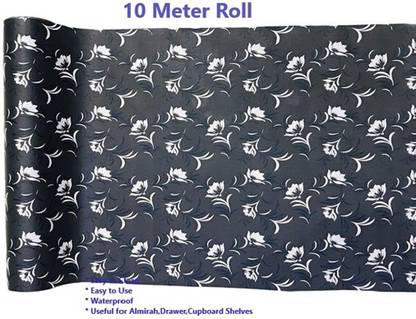 Furnish Flow 10 Meter, Size - 45 x 1000 cm Rectangular Long Shelf Liner.(BLACK)