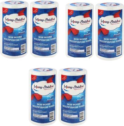 Wiping Solution Non-Woven Washable and Reusable Wipe Rolls For Home - 6 Roles - 80 Wipes Each
