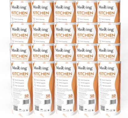 MasKing Kitchen Dry Cleaning Wipes, Tissue Roll Multipurpose use in Pack of 20, P