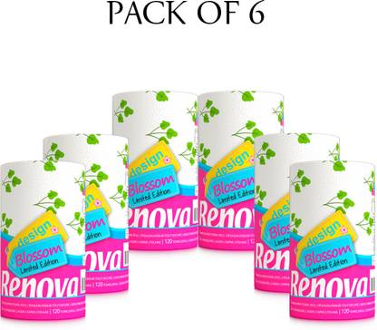 Renova DESIGN KITCHEN TOWEL JUMBO ROLL BLOSSOM EDITIONPACK OF 6