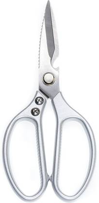 VAKRA Stainless Steel Kitchen Scissors Shears Tool Using for Chicken Poultry Fish Meat Vegetables Herbs Scissor for Fish Cutting Scissors Carbon Steel All-Purpose Scissor (Silver) Scissors