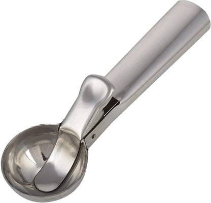 S.B.ANJALI Original Stainless Steel Ice Cream Scoop with Trigger Release, Standard Silver Kitchen Scoop