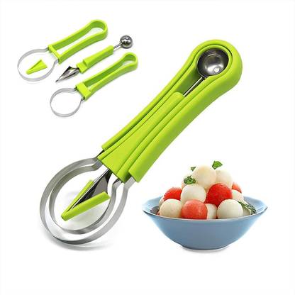 SVULINT 4 in 1 Stainless Steel Fruit Carving Tools Set,Fruit Scooper Kitchen Scoop