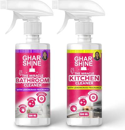 GHARSHINE Kitchen & Bathroom Cleaner Combo (500ml X 2) With Lemongrass Fragrance Kitchen Cleaner