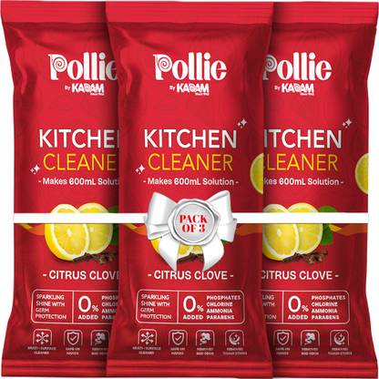 Pollie Kitchen Cleaner Sachets (Pack of 3) – 1.8L, Multi-Surface Grease Remover Kitchen Cleaner