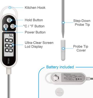 uptodatetools Digital Instant Read Meat Thermometer Kitchen Cooking Food Candy Thermometer Thermometer with Fork Kitchen Thermometer