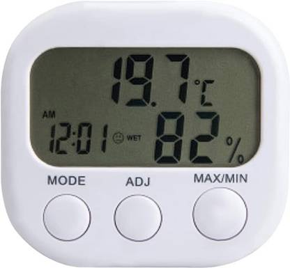 MxRady LCD Digital Thermohygrometer, Indoor & Outdoor, Time with Alarms Function Touch Free Kitchen Thermometer