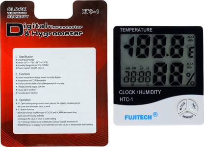 fujitech HTC-1Fujitech Digital Hygrometer Thermometer with Clock LCD Display Pop-up Kitchen Thermometer