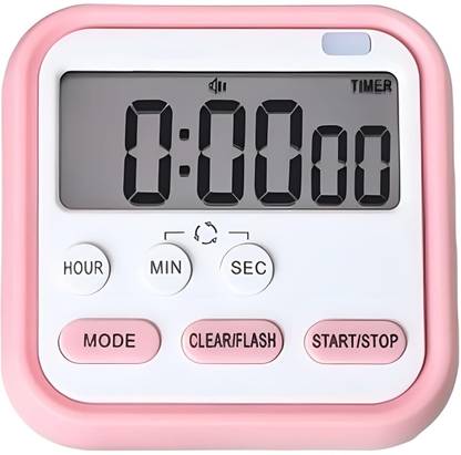 HARVA Magnetic Timer Clock Countdown Stopwatch Loud Alarm with LCD Display (Pink) Digital Kitchen Timer