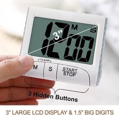 MOSHTU Large Display Kitchen Timer - Digital Timer Magnetic Back Loud Alarm Digital Kitchen Timer