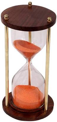 Akki Wooden and Brass Minutes Sand Timer Hour Glass for table decor Analog Kitchen Timer