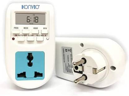 konvio neer Programmable Timer for Mobile Charging, Lightning Control, Laptop Charging etc Digital Kitchen Timer