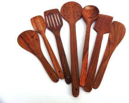 Smarts collection Beautifully handcrafted kitchen use mangowood spoon (Set of 5) Wood Wooden Spoon Set (Pack of 5) Disposable Wooden Measuring Spoon Set (Pack of 7) Kitchen Tool Set