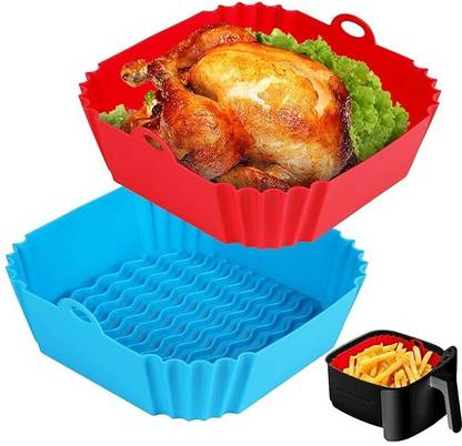 ALICIA 2 PCS Square Air Fryer Silicone Liners, Food Grade Reusable Heat Resistant Kitchen Tool Set