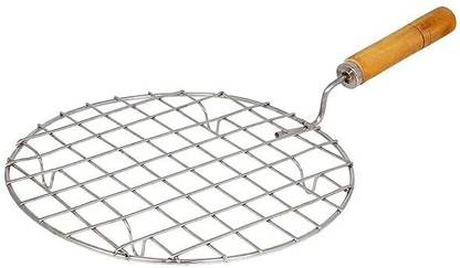 CRYZONE Round Roaster with Wooden Handle, Papad Jali, Paneer Grill, Roti Maker Kitchen Tool Set