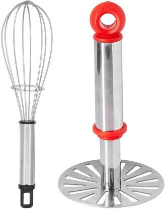 ARPANA BRIGHT Stainless Steel Potato Masher & Whisk Mixer Set Steel Spiral Whisk