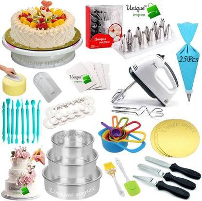 Unique Impex cake baking set + cake decorating items + cake making materials Kitchen Tool Set