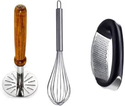 WISHFUL UTENSILO 25 CM egg whisker and potato masher, Ginger and Garlic crusher Kitchen Tool Set