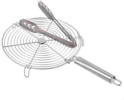 DRACO Steel Handle Roaster With Momo Chimta R_SRPR+MC_KT_2 Kitchen Tool Set