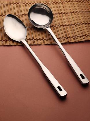 HOMFRO Stainless Steel Serving Spoon & Deep Ladle(Pack of 2) Kitchen Tool Set