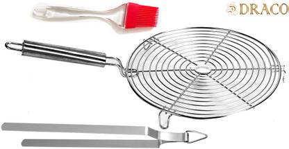 DRACO Steel Handle Roaster With Roti Chimta and Butter Brush R_SRPR+C_KT_9 Kitchen Tool Set
